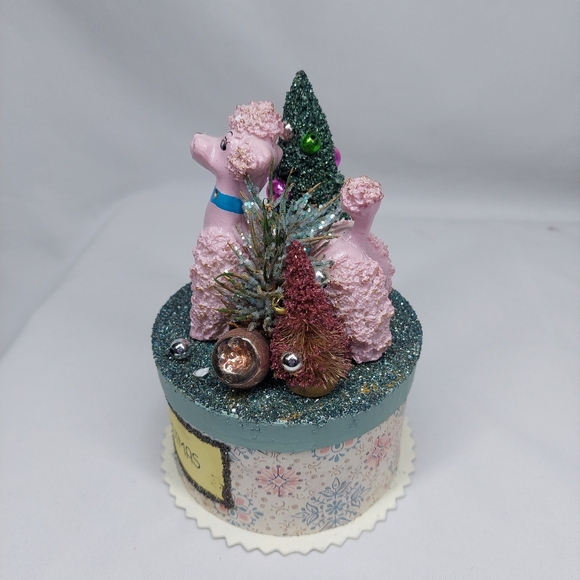Pink Poodle Retro Trinket Gift Box Merry Christmas Holiday 50's Style - Picture 6 of 9